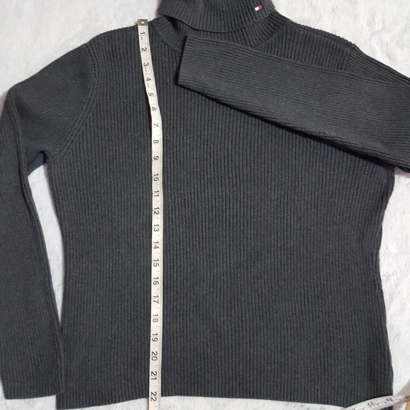 TOMMY HILFIGER VINTAGE TURTLE NECK LONG SLEEVE 100% COTTON DARK GRAY SWEATER XL - Picture 6 of 9